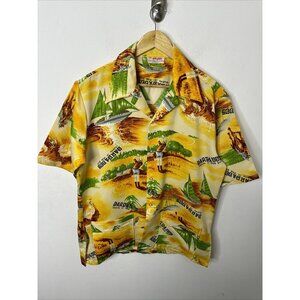 Vintage Barbados Bajan Men XL Hawaiian Golf Shirt Short Sleeve  horse